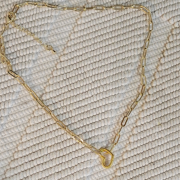 18KGP STAINLESS STEEL PAPERCLIP NECKLACE with heart charm NWT - Picture 8 of 9